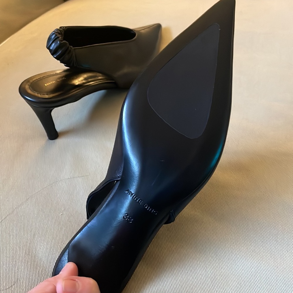 Anine Bing Sleek Black Slingback Heels - Picture 12 of 14